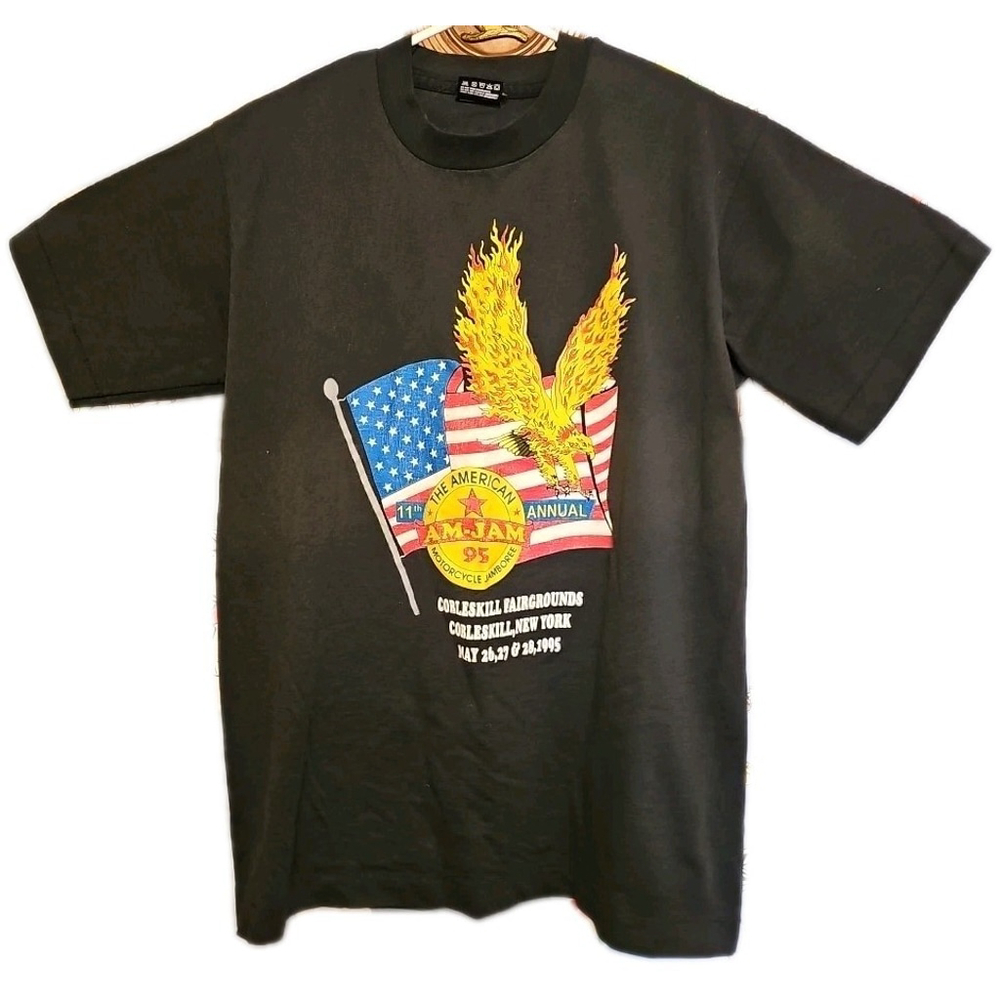 Vintage 1995 Am-Jam Motorcycle Jamboree Shirt M Cobleskill New York Made In USA